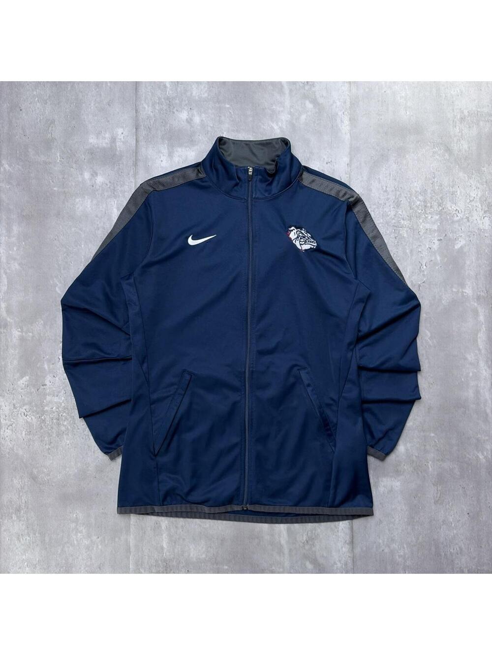 Y2K Navy Nike Swoosh Bulldogs Dri-Fit Zip Up Track Jacket